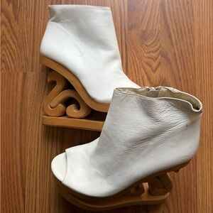 Jeffrey Campbell White Sculpted Wedge Booties